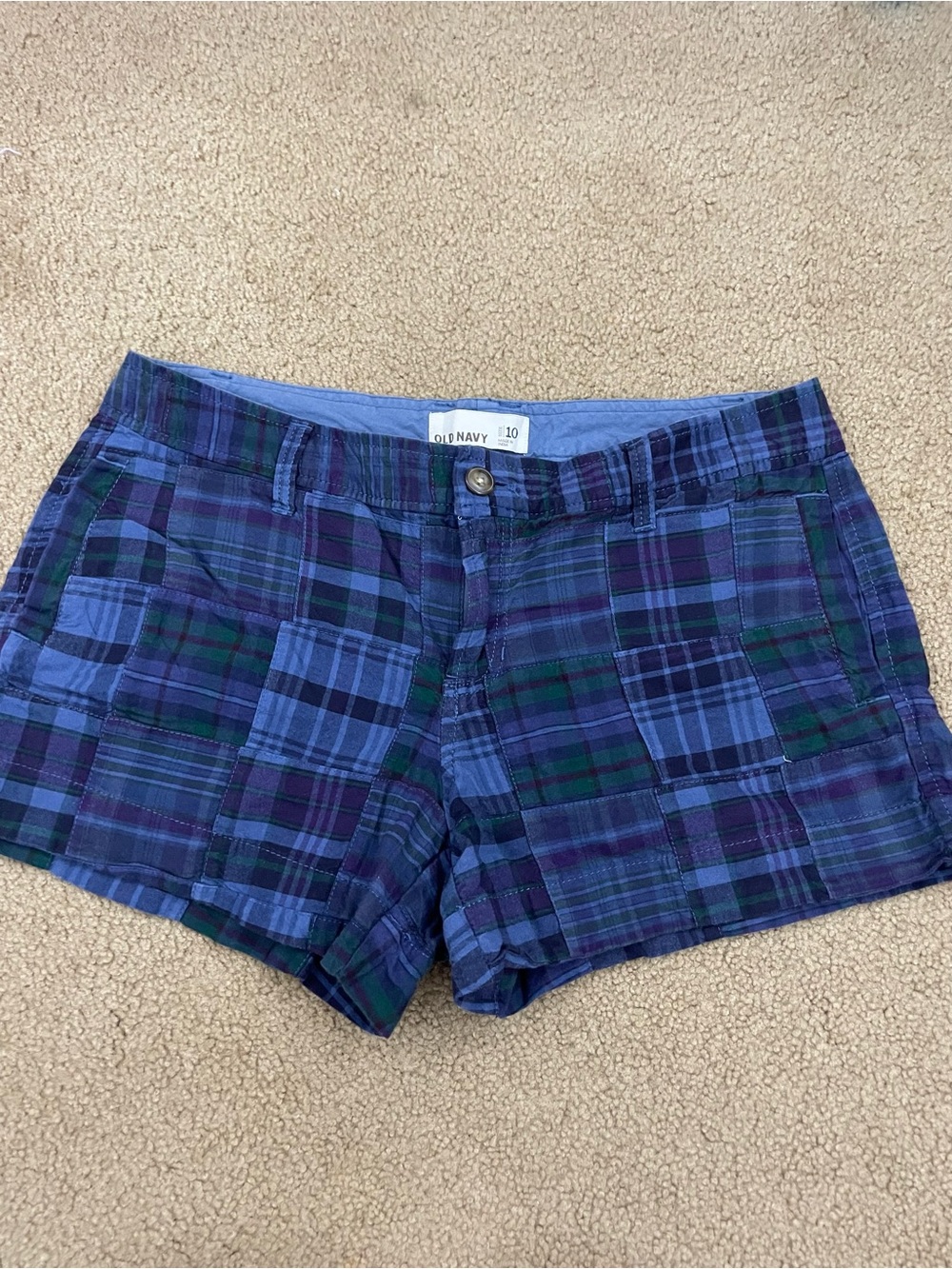 Old Navy Blue & Green Plaid Women’s Shorts - Size 10